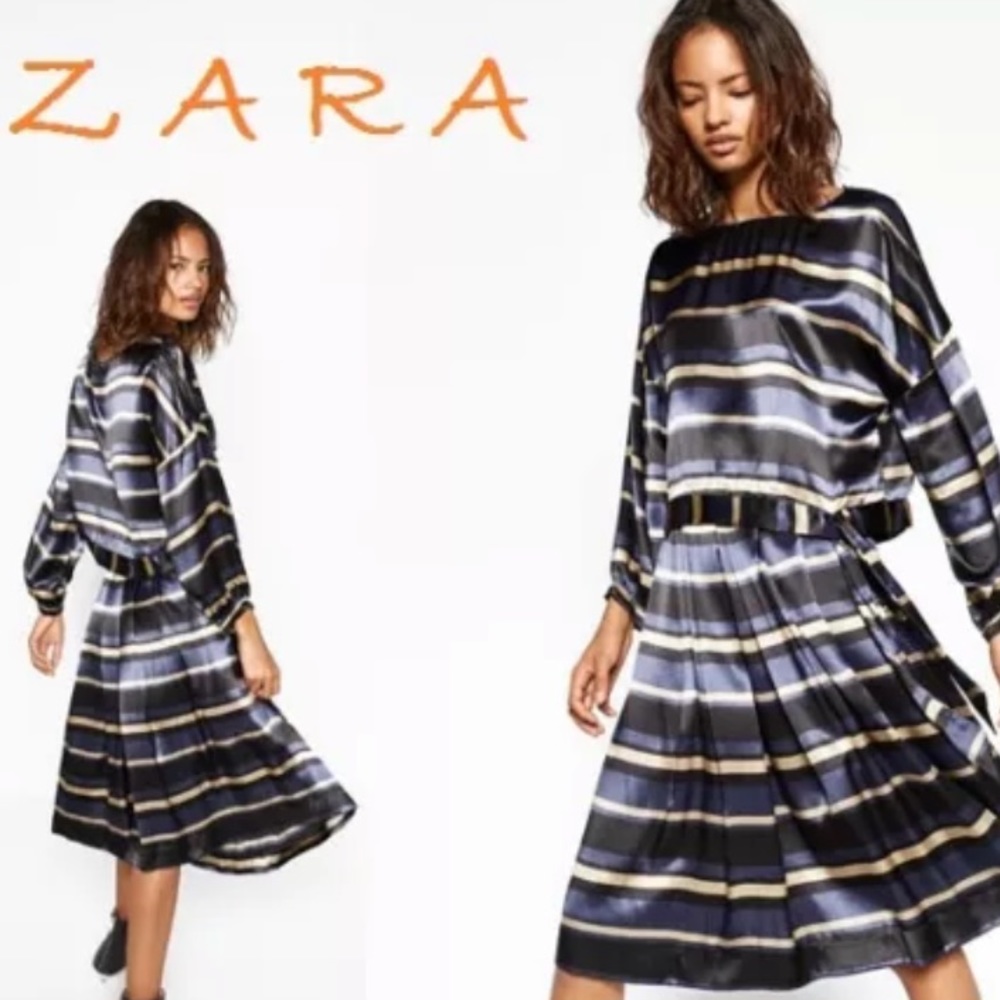 Zara stripe satin skirt